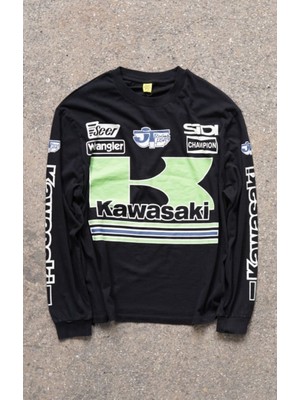 Race Day Kawasaki Uzun Kol T-Shirt