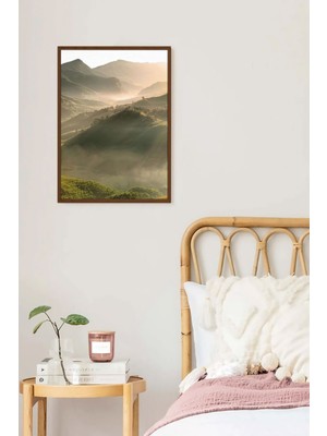 Tek Parça Kahverengi Gerçek Ahşap Çerçeveli Tablo Seti - Model 5