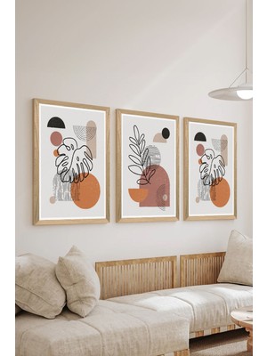 3 Parça Ahşap Çerçeve Görünümlü Mdf Poster Tablo Seti - Set 110