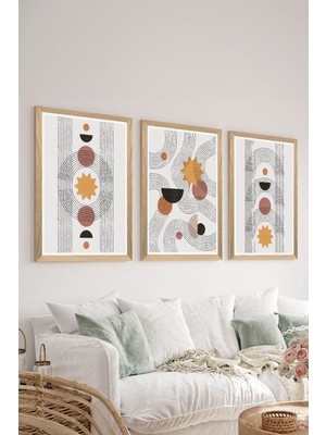 3 Parça Ahşap Çerçeve Görünümlü Mdf Poster Tablo Seti - Set 111
