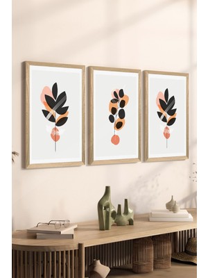 3 Parça Ahşap Çerçeve Görünümlü Mdf Poster Tablo Seti - Set 116