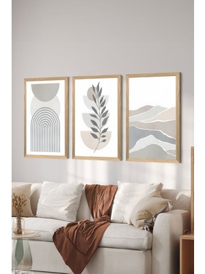 3 Parça Ahşap Çerçeve Görünümlü Mdf Poster Tablo Seti - Set 65