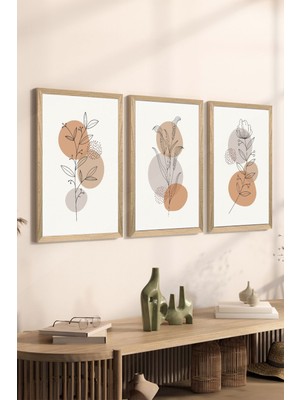 3 Parça Ahşap Çerçeve Görünümlü Mdf Poster Tablo Seti - Set 120
