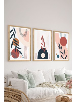 3 Parça Ahşap Çerçeve Görünümlü Mdf Poster Tablo Seti - Set 126