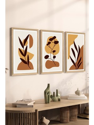 3 Parça Ahşap Çerçeve Görünümlü Mdf Poster Tablo Seti - Set 128