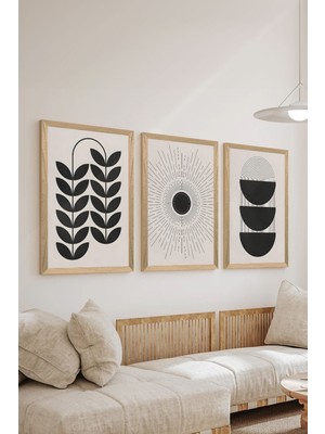 3 Parça Ahşap Çerçeve Görünümlü Mdf Poster Tablo Seti - Set 63