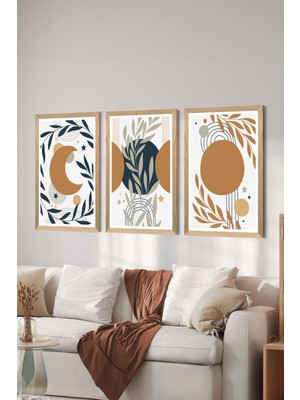 3 Parça Ahşap Çerçeve Görünümlü Mdf Poster Tablo Seti - Set 127