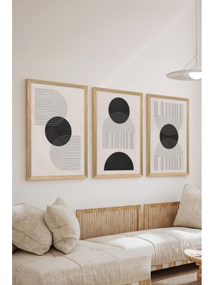 3 Parça Ahşap Çerçeve Görünümlü Mdf Poster Tablo Seti - Set 51