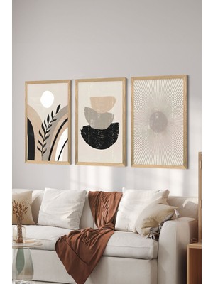 3 Parça Ahşap Çerçeve Görünümlü Mdf Poster Tablo Seti - Set 131