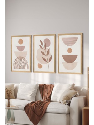 3 Parça Ahşap Çerçeve Görünümlü Mdf Poster Tablo Seti - Set 45