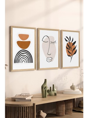 3 Parça Ahşap Çerçeve Görünümlü Mdf Poster Tablo Seti - Set 66