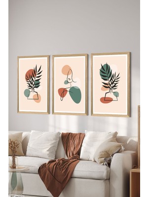 3 Parça Ahşap Çerçeve Görünümlü Mdf Poster Tablo Seti - Set 123