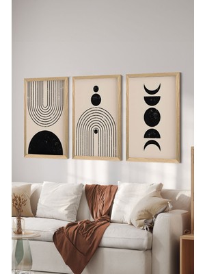 3 Parça Ahşap Çerçeve Görünümlü Mdf Poster Tablo Seti - Set 17