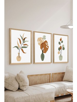 3 Parça Ahşap Çerçeve Görünümlü Mdf Poster Tablo Seti - Set 94