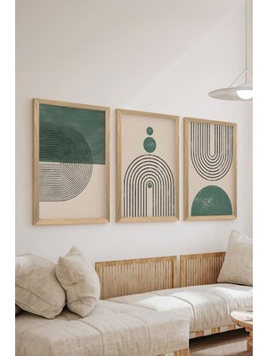 3 Parça Ahşap Çerçeve Görünümlü Mdf Poster Tablo Seti - Set 19