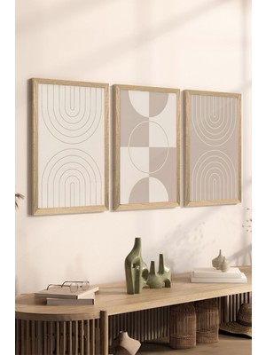 3 Parça Ahşap Çerçeve Görünümlü Mdf Poster Tablo Seti - Set 22