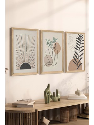 3 Parça Ahşap Çerçeve Görünümlü Mdf Poster Tablo Seti - Set 18
