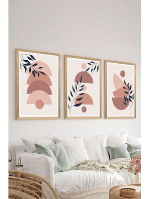3 Parça Ahşap Çerçeve Görünümlü Mdf Poster Tablo Seti - Set 95