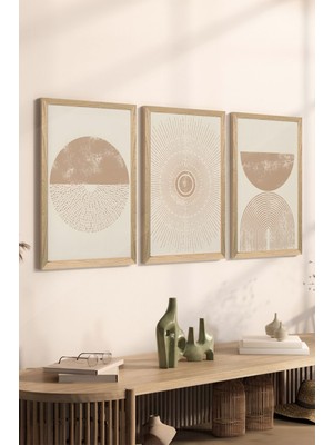 3 Parça Ahşap Çerçeve Görünümlü Mdf Poster Tablo Seti - Set 14