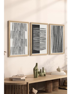 3 Parça Ahşap Çerçeve Görünümlü Mdf Poster Tablo Seti - Set 78