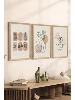 3 Parça Ahşap Çerçeve Görünümlü Mdf Poster Tablo Seti - Set 26