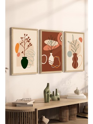 3 Parça Ahşap Çerçeve Görünümlü Mdf Poster Tablo Seti - Set 105