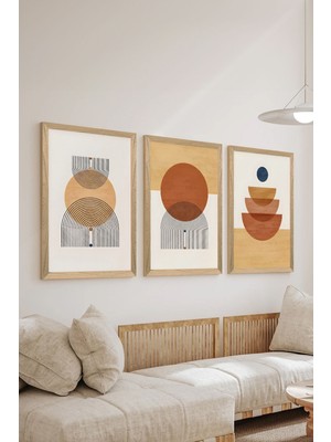 3 Parça Ahşap Çerçeve Görünümlü Mdf Poster Tablo Seti - Set 7