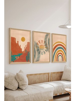 3 Parça Ahşap Çerçeve Görünümlü Mdf Poster Tablo Seti - Set 11