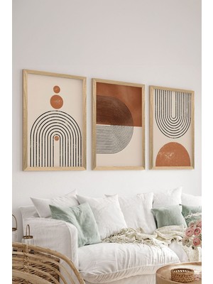 3 Parça Ahşap Çerçeve Görünümlü Mdf Poster Tablo Seti - Set 24