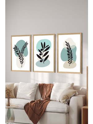 3 Parça Ahşap Çerçeve Görünümlü Mdf Poster Tablo Seti - Set 96