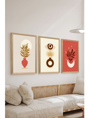 3 Parça Ahşap Çerçeve Görünümlü Mdf Poster Tablo Seti - Set 98