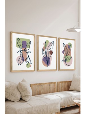 3 Parça Ahşap Çerçeve Görünümlü Mdf Poster Tablo Seti - Set 102