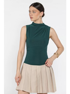 Gülseli Kadın Büzgü Detaylı Likralı Bluz P-00016698