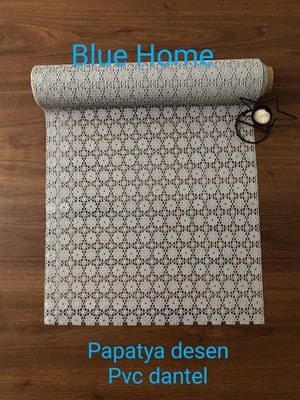 Dantel Pvc Buz Dolabı Ayakkabılık Raf Dolap Çekmece Örtüsü / Eni :50 cm x 5 mt Renk: K.gri Gül4