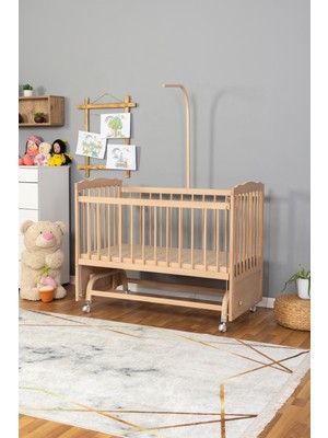 Carino Wins Bebek Beşiği Uyku Setsiz + Tekerlekli Ahşap Beşik Anne Yanı Yeni Doğan Tutku Organik (Boyasız)