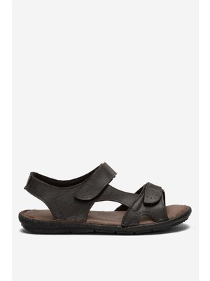 Erkek Içi Dışı Hakiki Deri Ortopetik Yazlık Esnek ve Çok Hafif Günlük Ayakkabı Sandalet Kahverengi