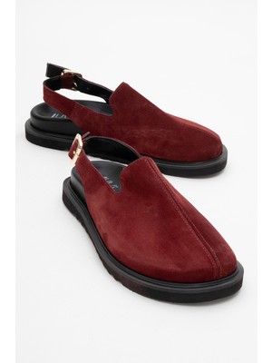Luvi Laby Bordo Süet Hakiki Deri Kadın Sandalet