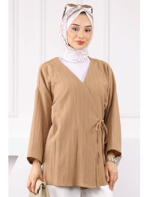 Vizon Yan Bağlamalı Kimono