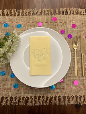 Kidspartim Gold Yaldızlı Sarı Söz Verdik Kalp Çelenk Peçete 16 Adet