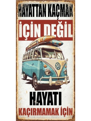 Duvar Yazıları Vosvos Karavan Kamp Ev Dekorasyon Tablo Mini Retro Ahşap Poster