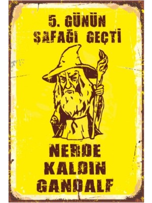 Yüzüklerin Efendisi Gandalf Retro Vintage Ahşap Poster