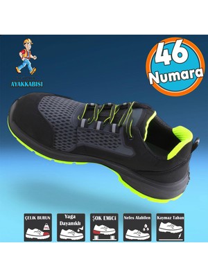Iş Ayakkabısı Çelik Demir Burunlu Nubuk Bağcıklı Sportif Güvenlik Inşaatçı Ayakkabı 46 Numara