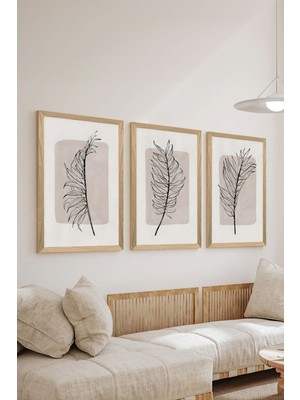 3 Parça Ahşap Çerçeve Görünümlü Mdf Poster Tablo Seti - Set 75