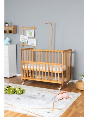 Carino Wins Ahşap Beşik Anne Yanı Yeni Doğan Asya Organik Bebek Beşiği Tek Yatak + Tekerlekli
