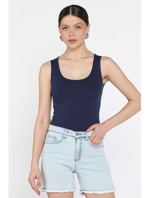 Gülseli Kadın Modal Kumaş Sıfır Kol Likralı Crop Top Bluz P-00016648