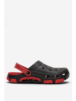 Unisex Çift Tabanlı Ortopedik Hemşire Doktor Aşçı Laboratuvar Deniz Havuz Terliği Sandalet SİYAH - KIRMIZI