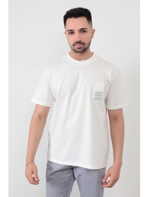 Beyaz Erkek Extra Positive Baskılı Regular Kesim T-Shirt