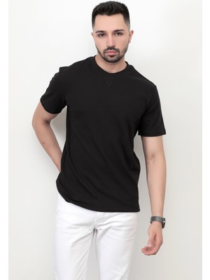 Siyah Baskısız Erkek T-Shirt O Yaka Regular Fit T-Shirt 2407