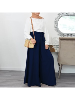 Keten Kemerli Kadın Pantolon Şalvar