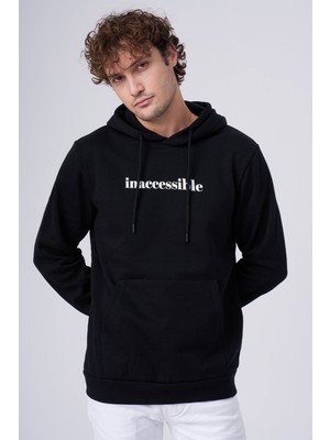 Üç Iplik Inaccessible Baskılı Kanguru Cepli Sweatshirt